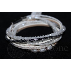 Long Strand Bracelet with Magnetic Clasp - White