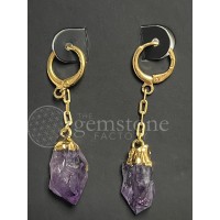 Amethyst Point Gold Plated Earrings