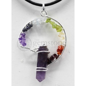 Amethyst DT Pendant with Chakra Chips