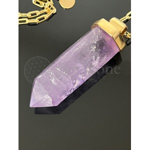 Large Polished Point Necklace Amethyst