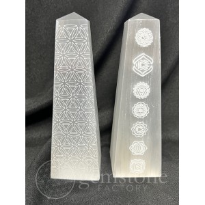 Selenite Obelisk Engraved  (15cm)
