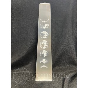 Selenite Obelisk Engraved Moon Phase  (30cm)