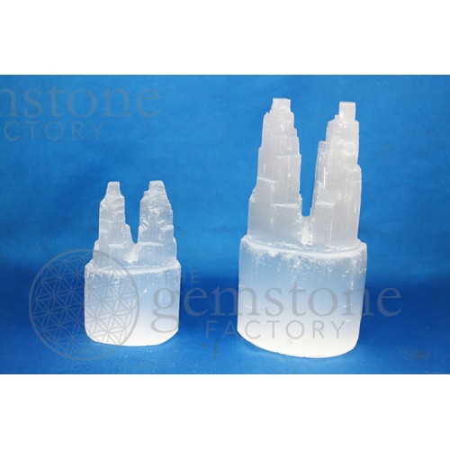 Selenite Twin Tower 4" Points