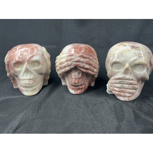 Strawberry Calcite  Skull Set #70