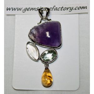 Sterling Amethyst with Citrine Drop Pendant S18