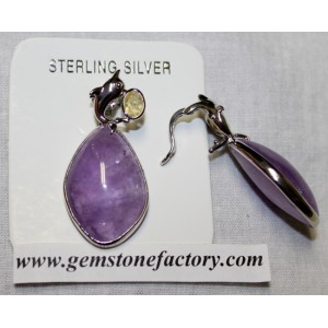 Sterling Amethyst with Dolphin Bail Pendant S22