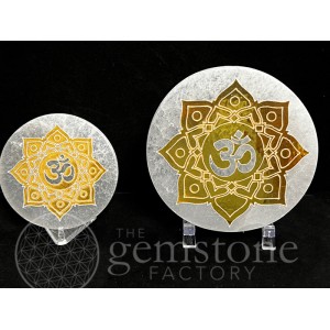 Selenite Circle Gold OM Engraved