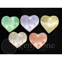 Selenite heart 70-80mm Engraved Color