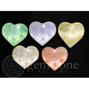 Selenite heart 70-80mm Engraved Color